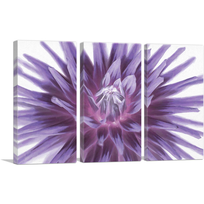 «Big Purple Flower Home Decor», ensemble de 3 reproductions d'art sur toile tendue, H 40 po x l 60 po x 1,5 po