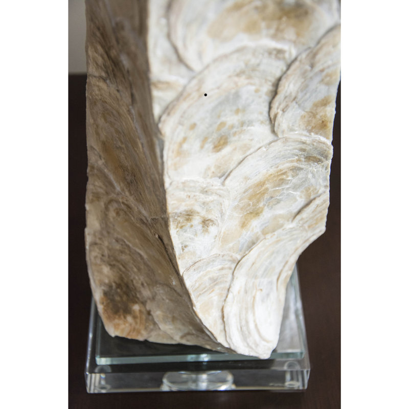 Lampe de table coquille de Capiz, cristal et résine Del Crème, 27 po Del Mar