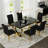 Luxury Black And Gold Dining Table Set With Black Velvet Dining Chairs-529780311