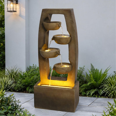 Fontaine d'eau de jardin moderne et moderne avec cascade et cascade de 4 niveaux pour terrasse