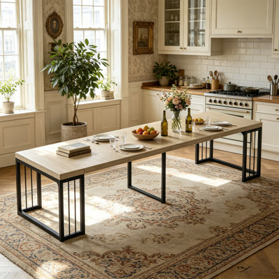 Table de salle à manger extensible de 23,62 po à 118 po de longueur, pouvant accueillir de 2 à 10 personnes, table de salle à manger en bois peu encombrante pour la cuisine / salle à manger / salon, pour les réunions de famille / fêtes