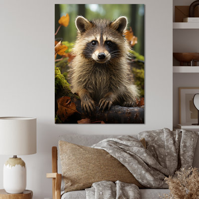 Vibrant Raccoon Portrait III - art mural de raton laveur pour le salon