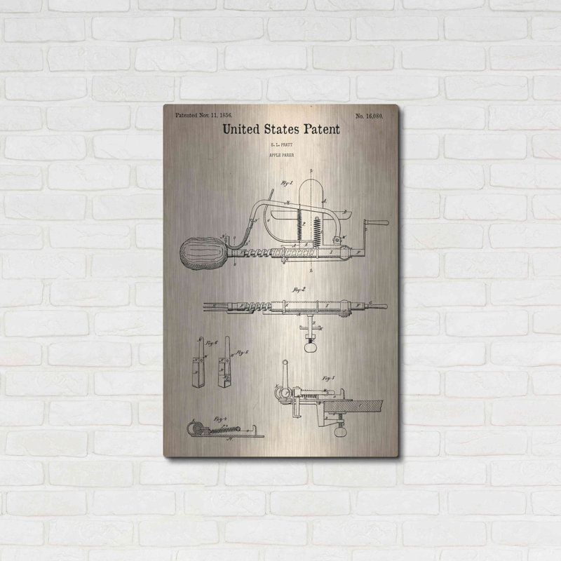 «Apple Parer Blueprint Brevet Parchment» par Patents, H 36 po x l 24 po