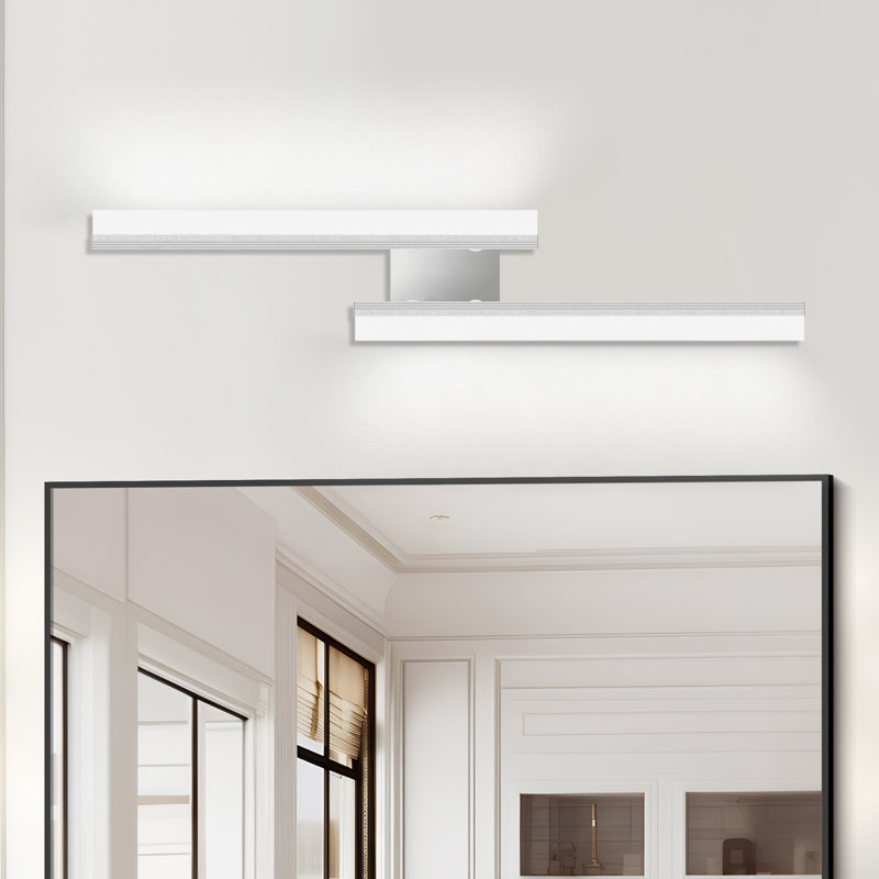 Applique murale linéaire pour salle de bain 2 lumières DEL, Argent argent, H 4,3 po x l 40 po x P 0,89 po
