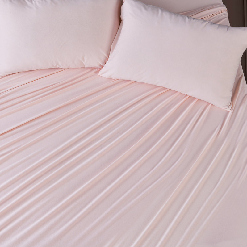 Ensemble de draps 100% coton jersey, Ensemble de drap pour lit très grand avec drap-ho, Rougir