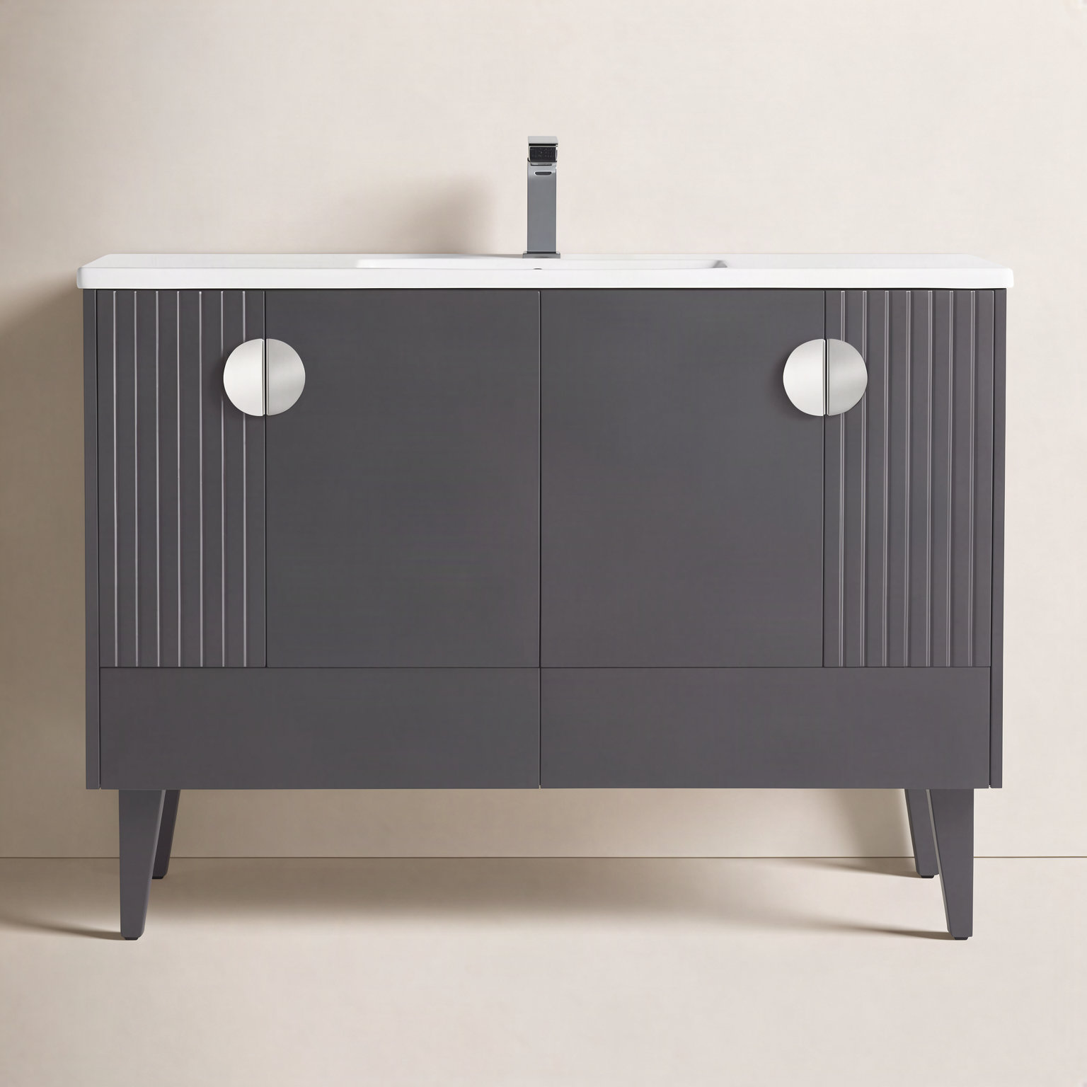 Saimah 48'' Single Bathroom Vanity, Rock Gray, Polished Chrome