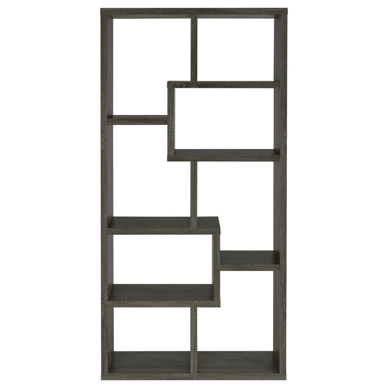 Theo 71-Inch 6-Shelf Bookshelf, Weathered Gray