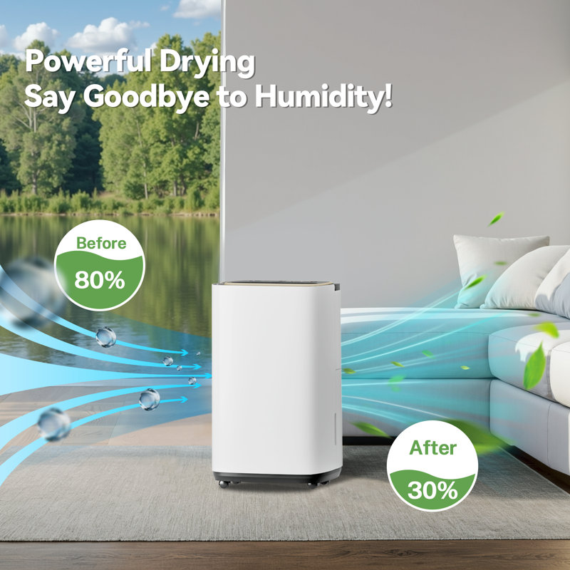 5000 Sq. Ft. 50 Pint Room Dehumidifier With Large 6.5 Liter Water Tank, 24 Hour Timer, Quiet, 2 Modes Of Operation Manual Auto Function