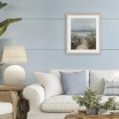 Wildflower Coastline Path, reproduction encadrée sous verre, conception de Sally Swatland
