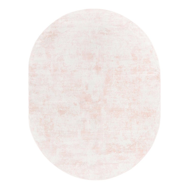 Tapis rose clair / blanc Juliette, Ovale 8 pi x 10 pi