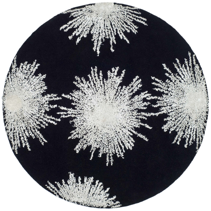 Amier Hand Tufted Wool And Viscose Abstract Rug, Round 8'