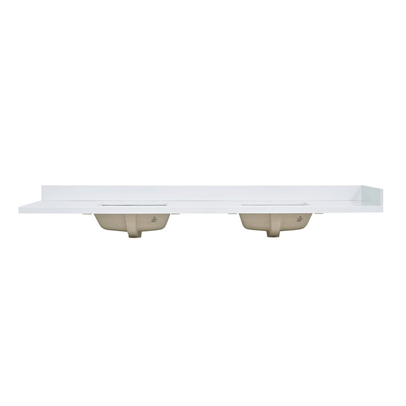 Altair Snow White 84" Engineered Stone Vanity Top with Ceramic Sinks