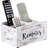 Whitewashed Wood Remote Control Holder Organizer With 4 Compartments, Media Storage Caddy With Cursive REMOTES Design