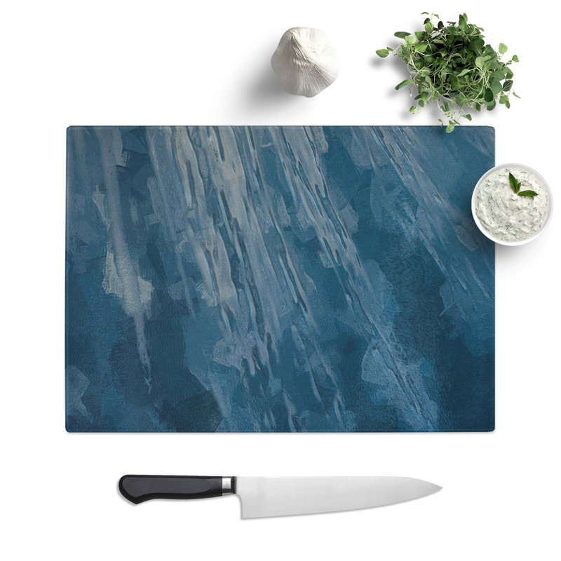Tempered Glass Ocean Curve Chopping Board, 39 cm W x 28.5 cm L