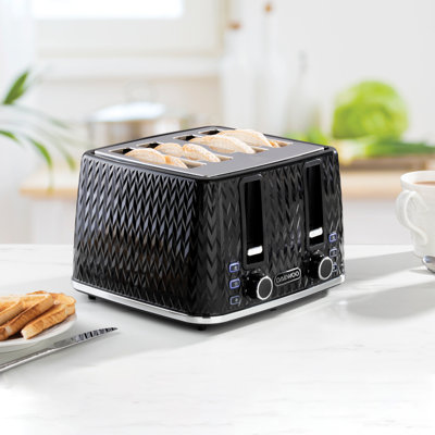 Daewoo Argyle Toaster 4 Slice Double 1600W High Lift Reheat Defrost Large Slot