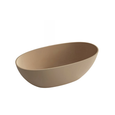 Modern Simple Oval Bathtub 62.99'' W 22.05'' H Frameless Offset Curved Tub & Shower Kit