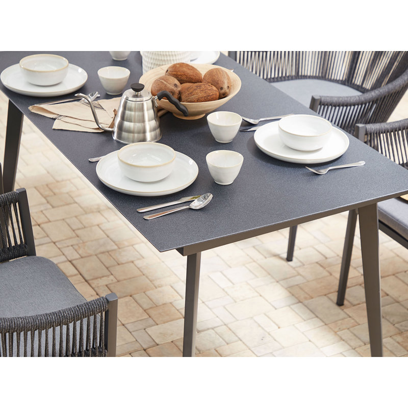 Hangah Rectangular Glass Outdoor Dining Table - 140 cm W 80 cm D