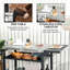 Chariot de gril d'extérieur avec table d'appoint pliable, support de four à pizza multifonctionnel en acier inoxydable de 46 po x 21,75 po avec trois tablettes, table de préparation des aliments mobile sur roulettes