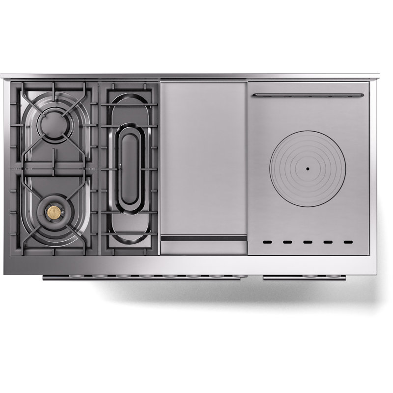 ILVE ProfessionalPlus II 48 Dual Fuel Range, knobs, Glossy Black, Liquid Propane