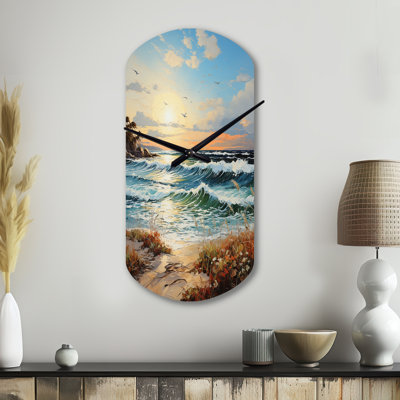 Beach Sand Euphoria III - horloge asymétrique en métal et cylindre bleu sarcelle