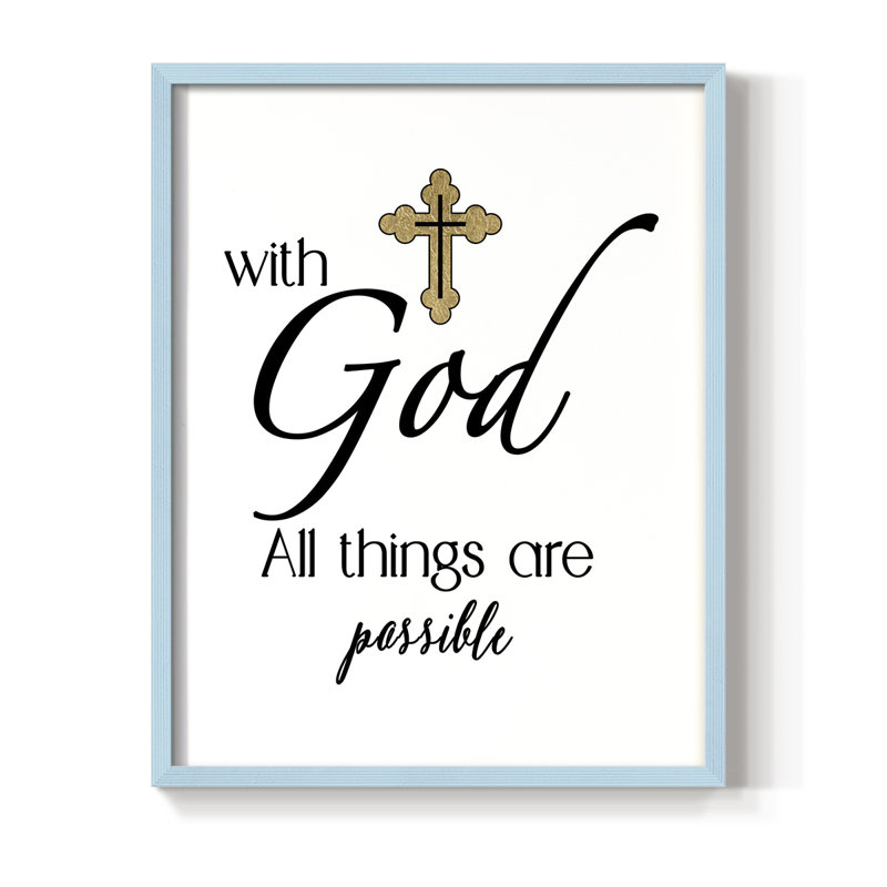All Things Possible Framed Print - Solid Wood, Blue, 11" H x 9" W