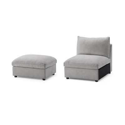 Fauteuil d'appoint modulaire sans accoudoirs avec repose-pieds en chenille Cloud