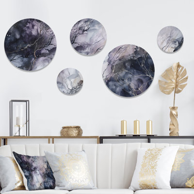 Ensemble de 5 décorations murales mauves et explorant la langue de la peinture I
