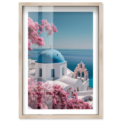 «Azure Dome Dream IV Shadowbox Print Coastal Glam Art» par Notoriart, cadre en chêne naturel, H 55 po x l 37 po