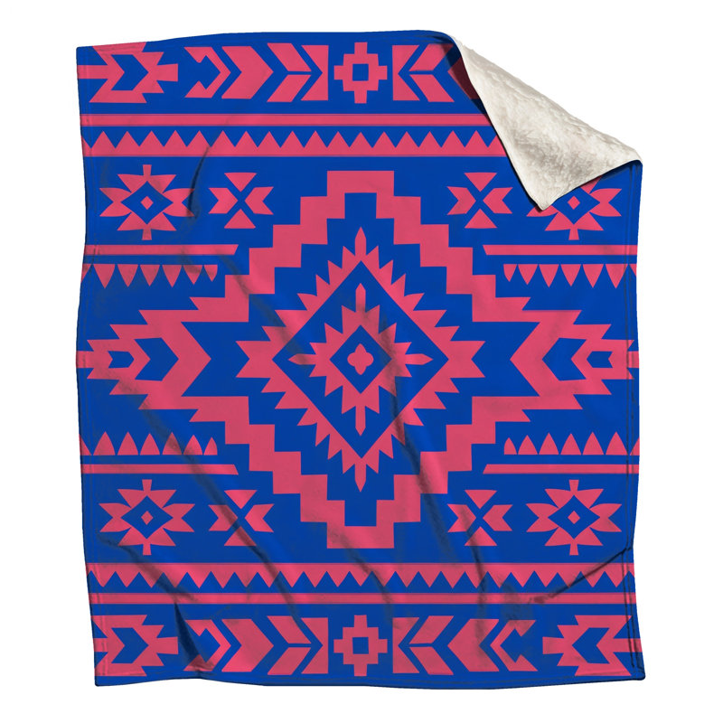 Couvertures à motif aztèque rose et bleu, L 50 po x H 60 po