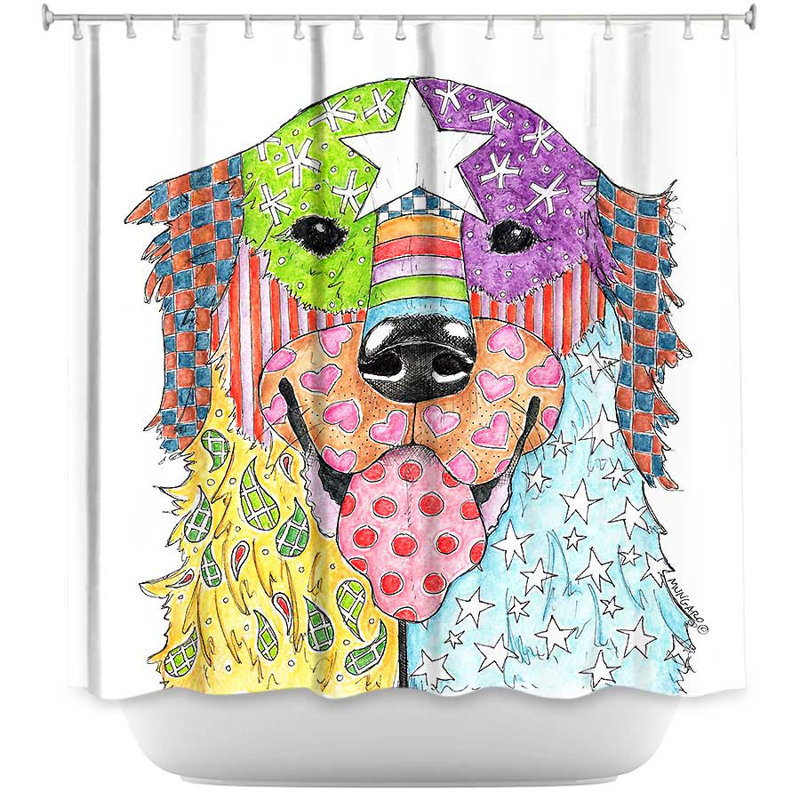 Rideau de douche simple golden retriever dog, Blanc