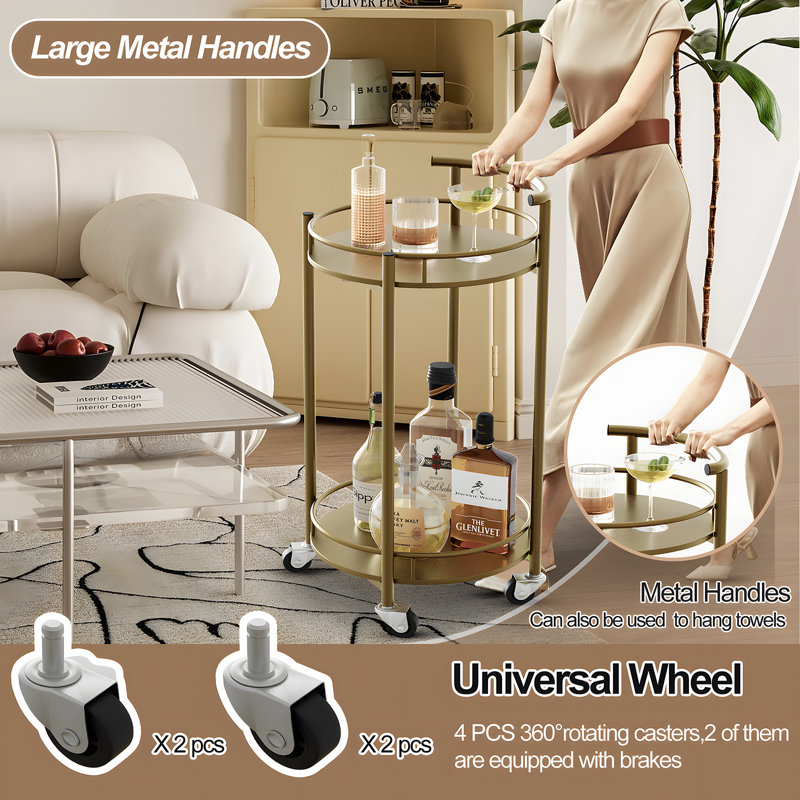30'' H x 16'' W Utility Cart, Gold