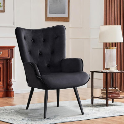 Fauteuil à oreilles 25,5 po de largeur avec dossier capitonné et velours