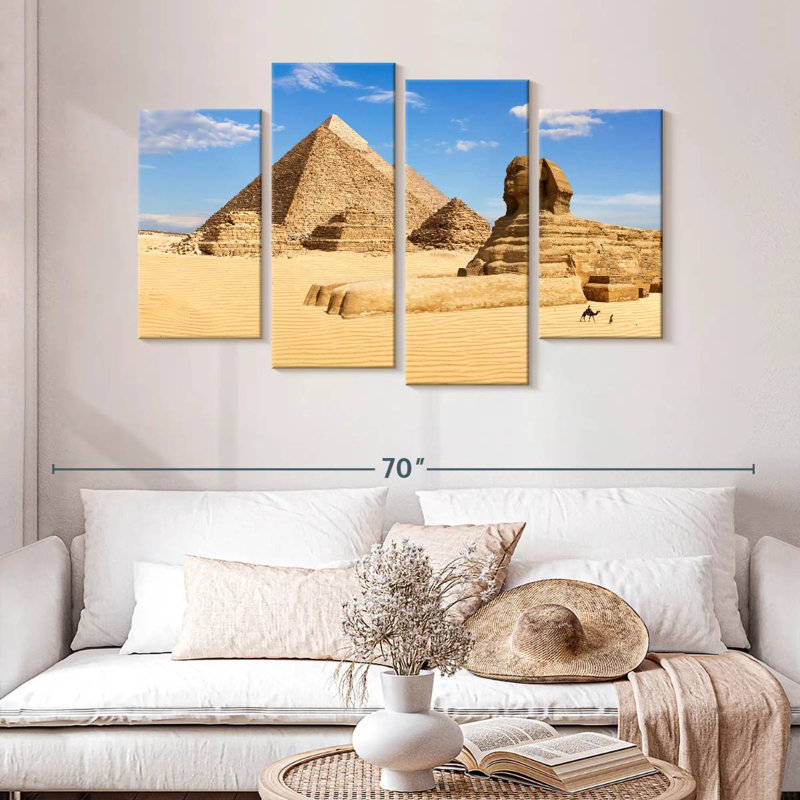 Sphinx d'Adella et grande pyramide de Gizeh, H 32 po x l 52 po