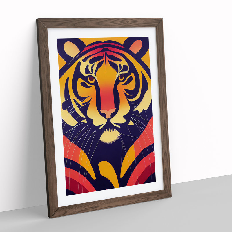 Tiger - Framed Print, 64cm H x 46cm W x 2cm D, Walnut
