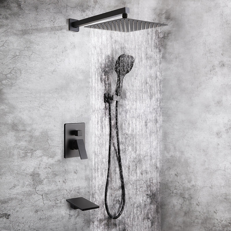 Complete Shower System with Rough in-Valve, Matte Black