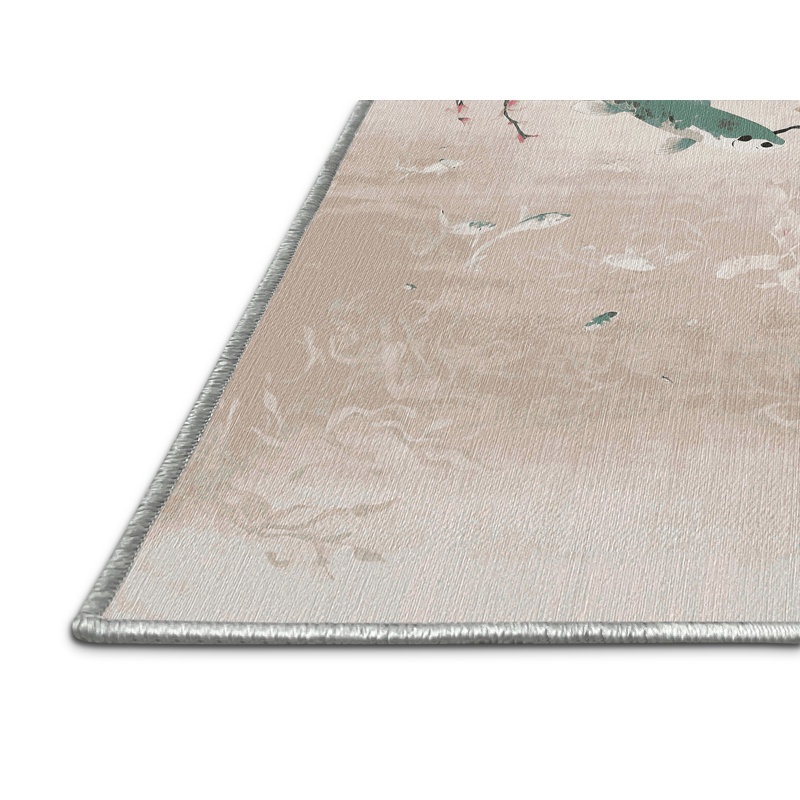 Tapis beige lavable à la machine, Carré 8 pi