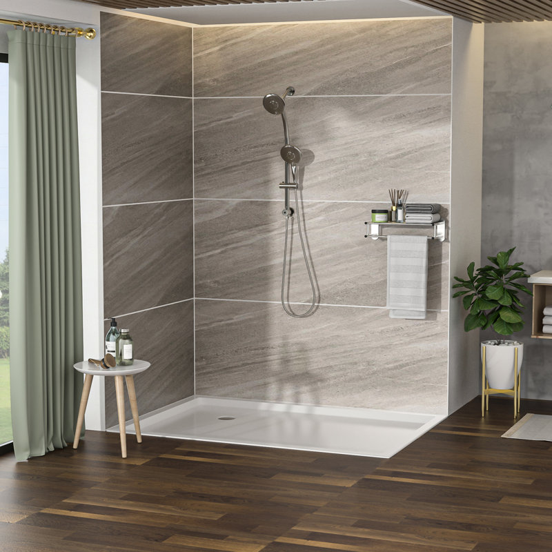 Pomme de douche double en nickel brossé de 5 po avec barre coulissante portative et réglable - 5 réglages différents pour une baignoire personnalisée afin de profiter de l'expérience de la douche