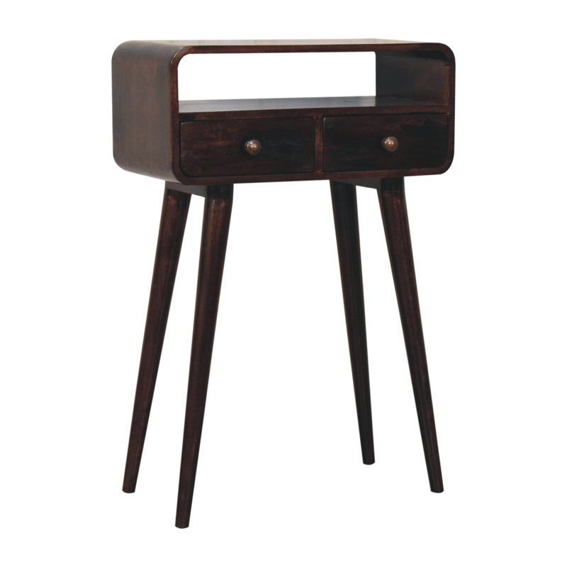 Solid Wood Mini Curved Console Table, Walnut
