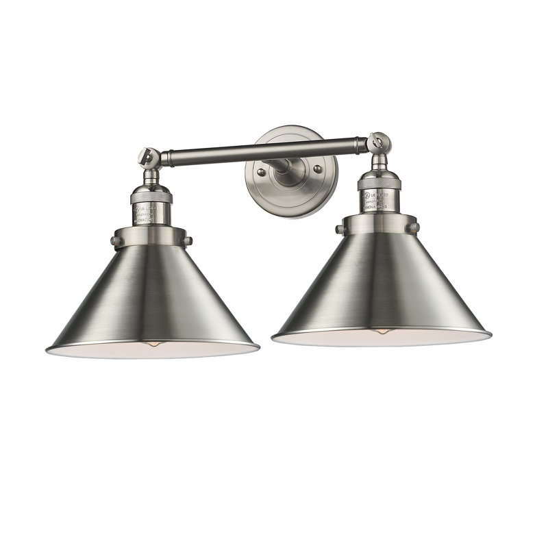 Reppert 2 - Light Dimmable Vanity Light, 60 Watt Vintage Incandescent Bulb, Brushed Satin Nickel, Brushed Satin Nickel