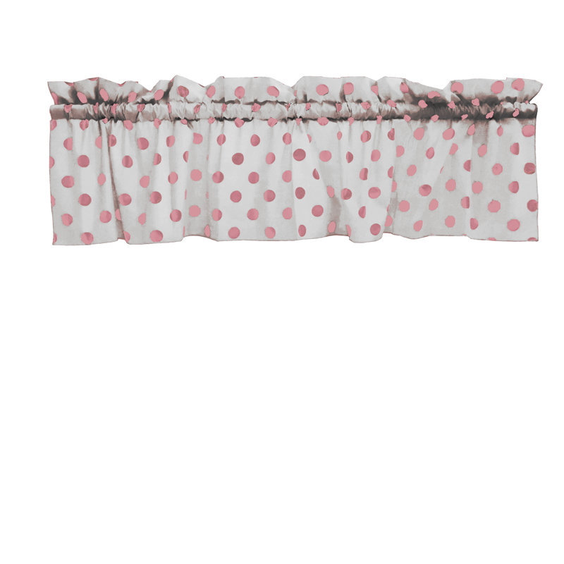 Cantonnière sur mesure en mélange de coton à pois 58 po Chrisman, L 58 po x L 18 po, Blanc / rose
