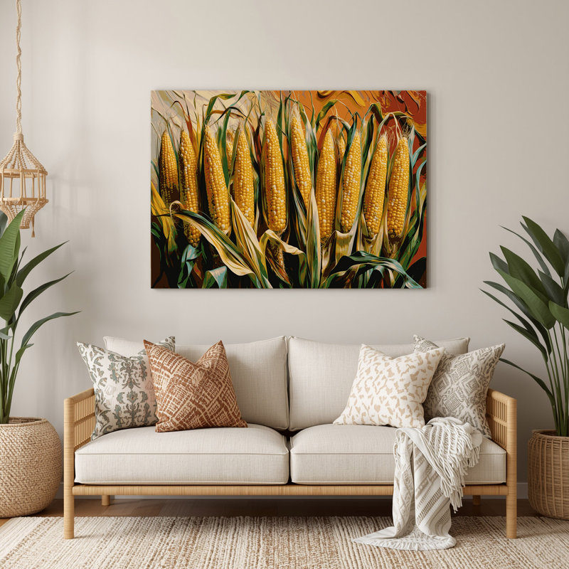 Légumes, maïs doux, jaune brun, art mural en métal, 24" H x 36" W x 0.05" D