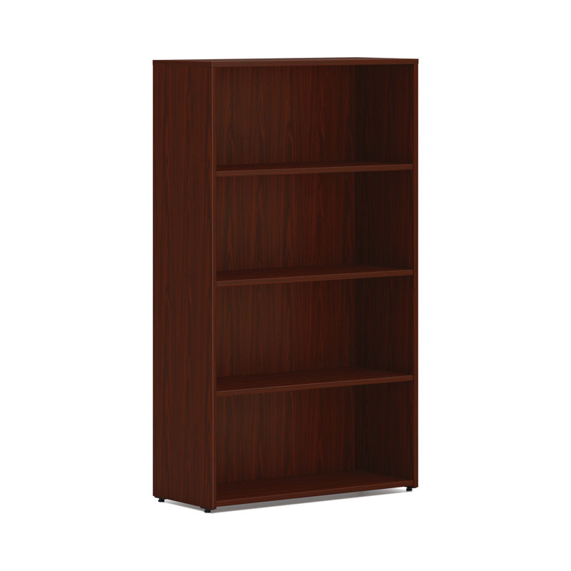 Traditional Mahogany 4-Shelf Adjustable Wood Bookcase
