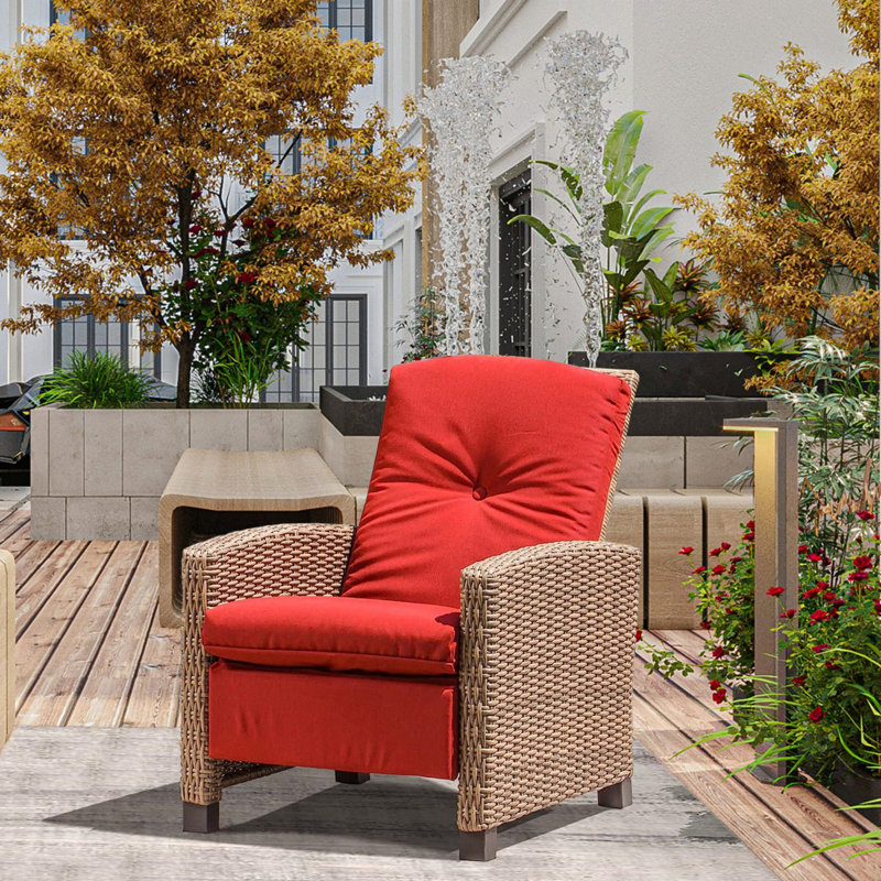 Chaise de patio inclinable avec coussins Adamsons, Rouge