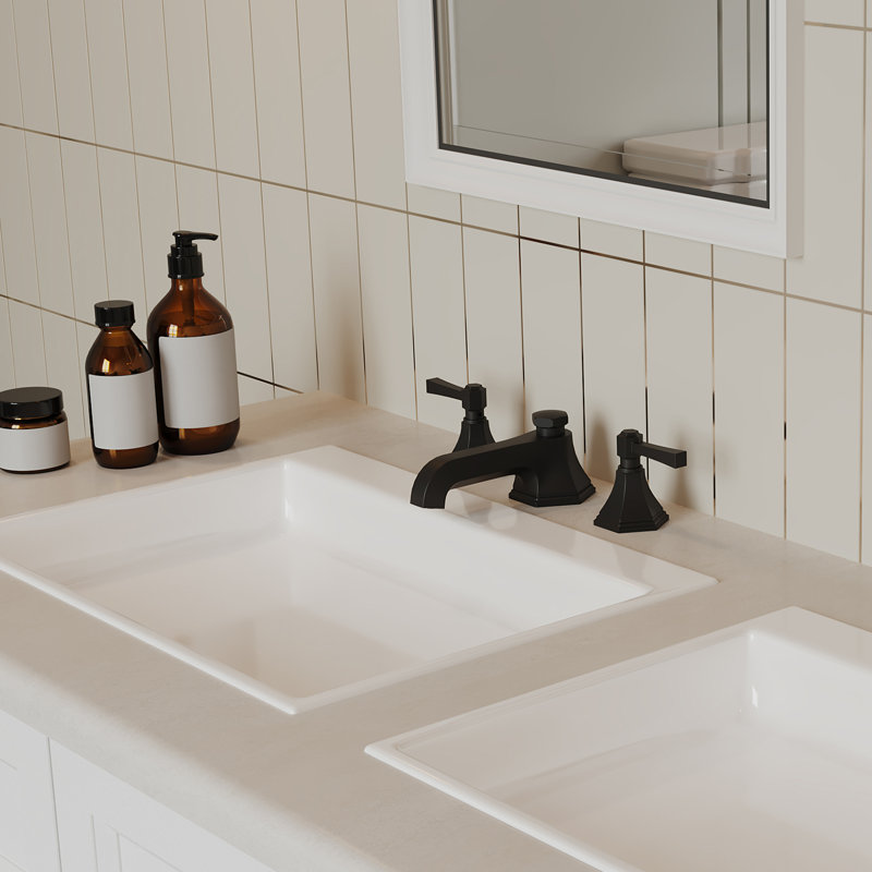 Widespread Double Handle 3 Hole Bathroom Faucet, Matte Black