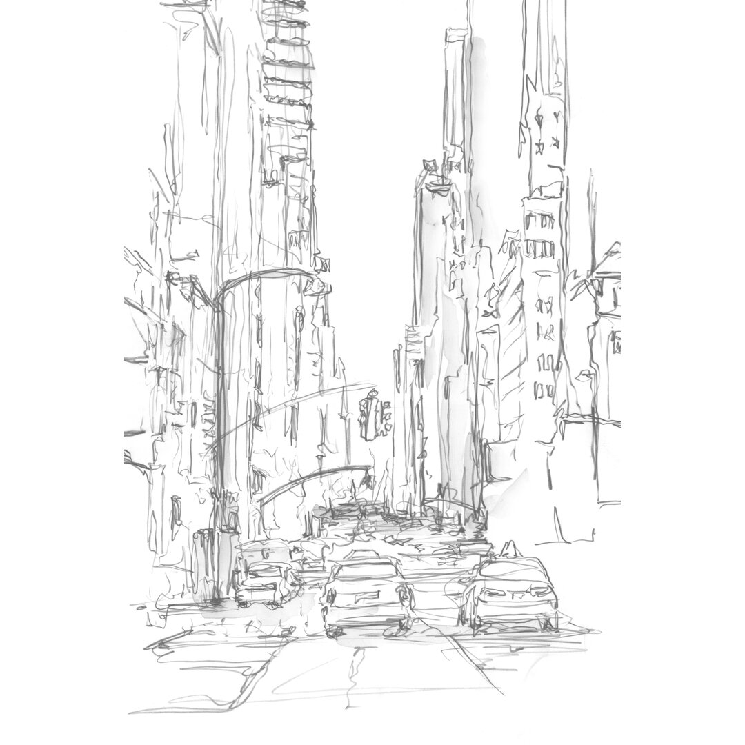 Leinwandbild Pencil Cityscape-Studie IV von Ethan Harper