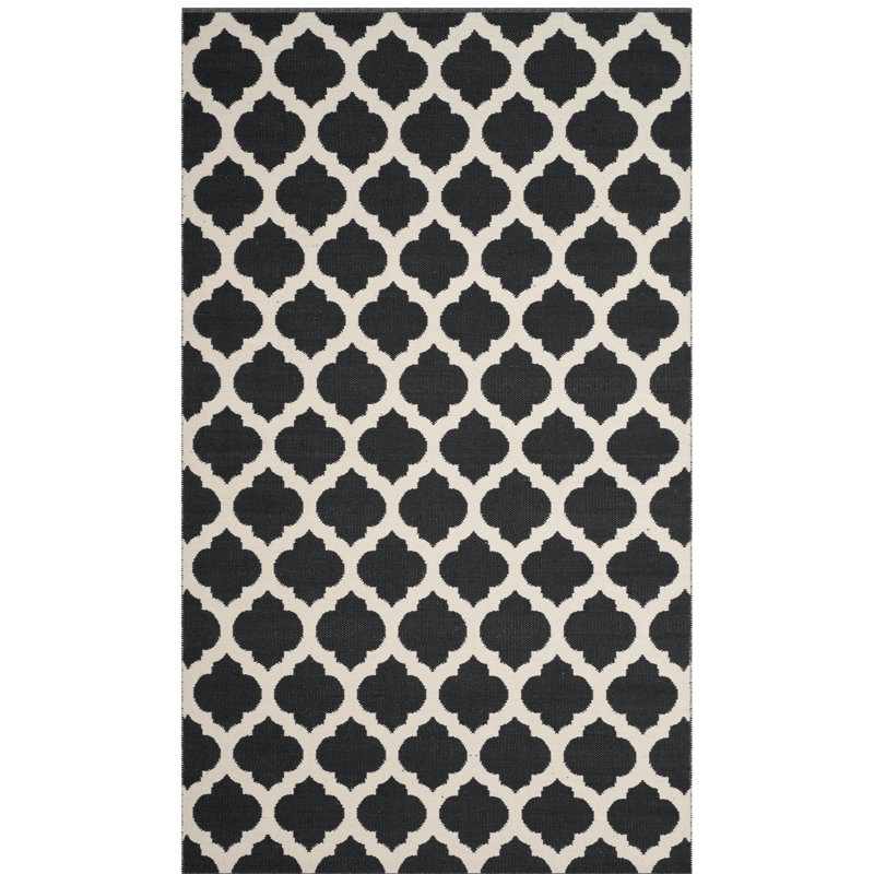 Tapis géométrique en coton tissé à la main Romona, Rectangle 4 pi x 6 pi