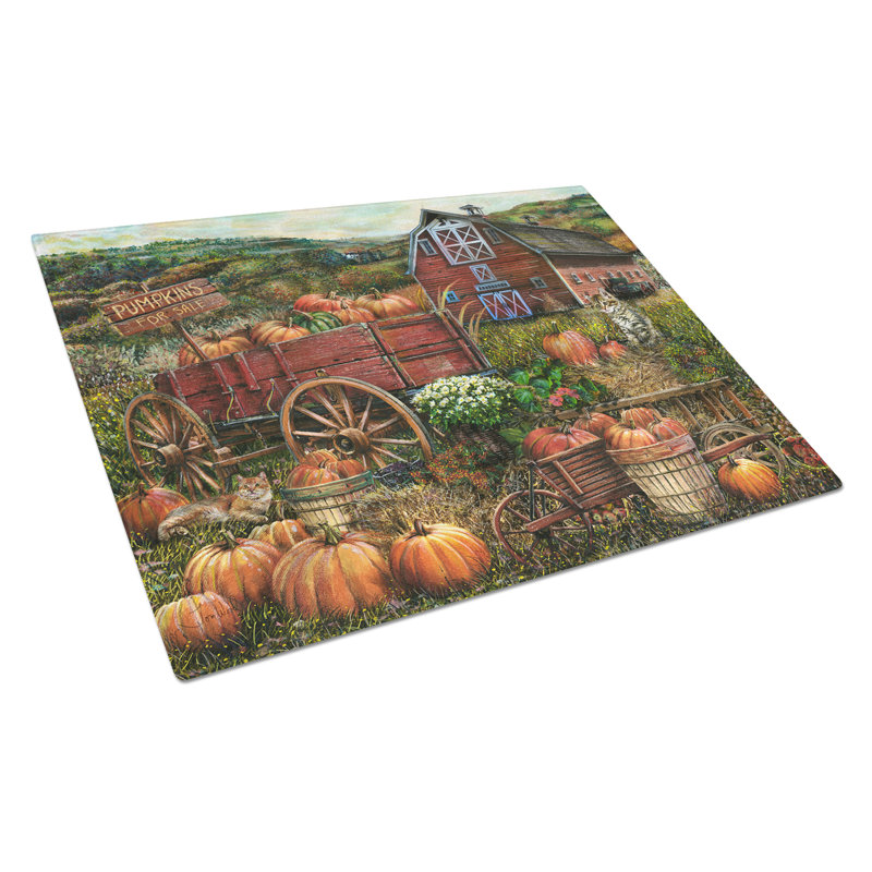 The Holiday Aisle Pumpkin Patch and Fall Farm Glass Cutting Board