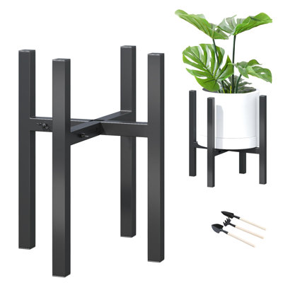 Support à plante réglable en métal 8 à 12 pouces pour jardinière résistante à plantes multiples, support à pots de fleurs simple pour l'intérieur et l'extérieur (noir)