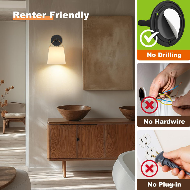 Bedside Wall Lamp Set of 2, Plug-in Wall Lamp with USB Charging Port and AC Power Outlet, Modern Black Brushed Nickel Wall Lamp with Plug Cord for Living Room Office, E26 LED Bulb Included