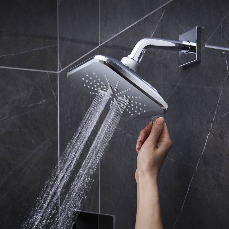 Jet Fixed Shower Head with DreamSpray, Brushed Cool Sunrise